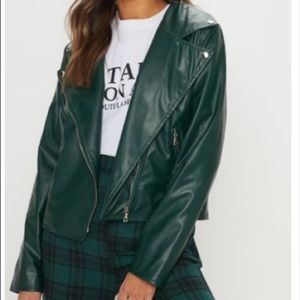 NWOT ☘️ JustFab Green Faux Leather Jacket